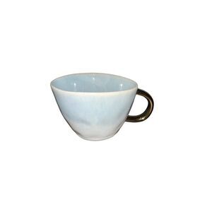 The Old Pottery Company Blue & White Misshapen Mug With Gold Handle